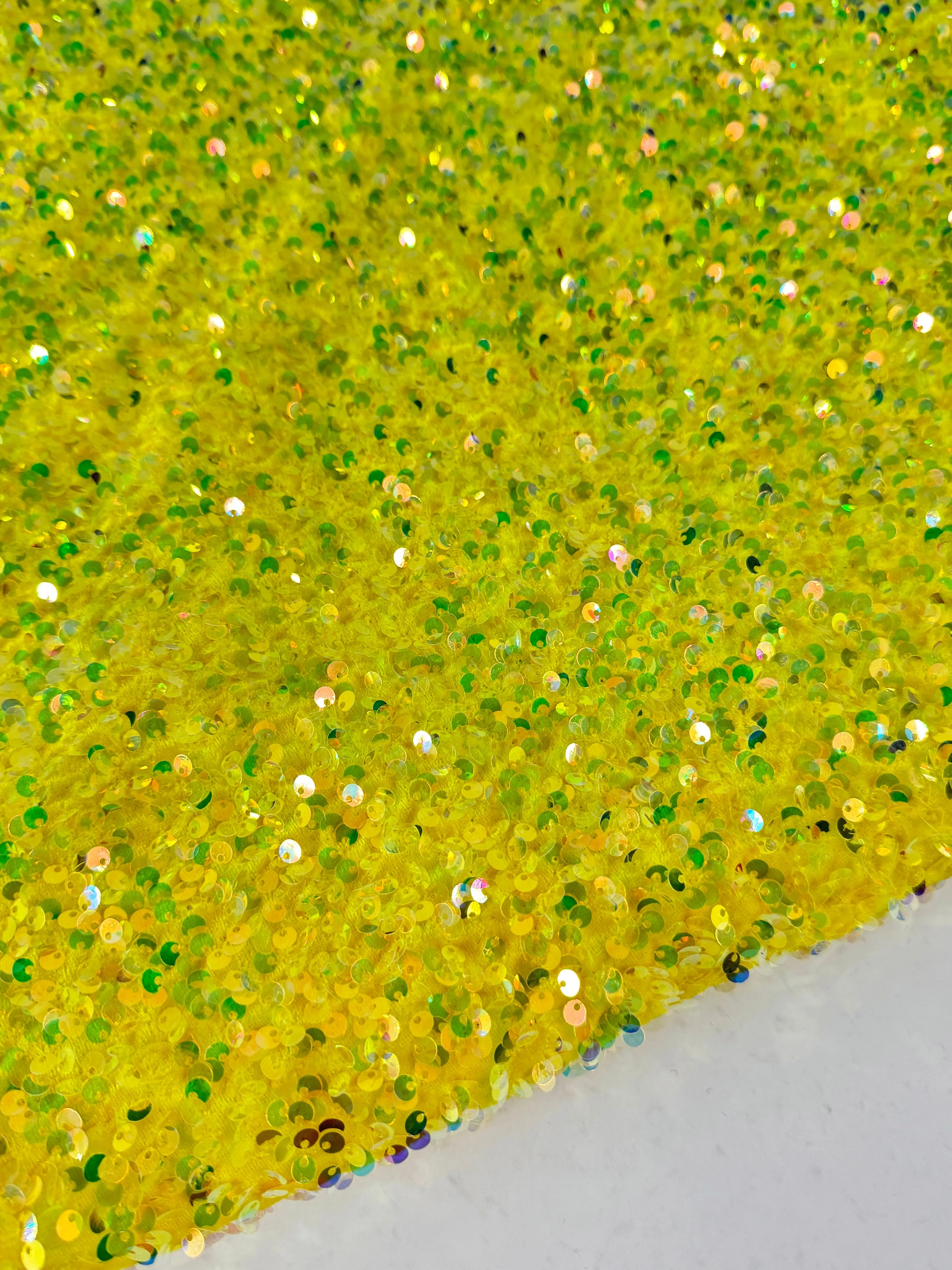 Yellow Iridescent Sequin on Velvet
