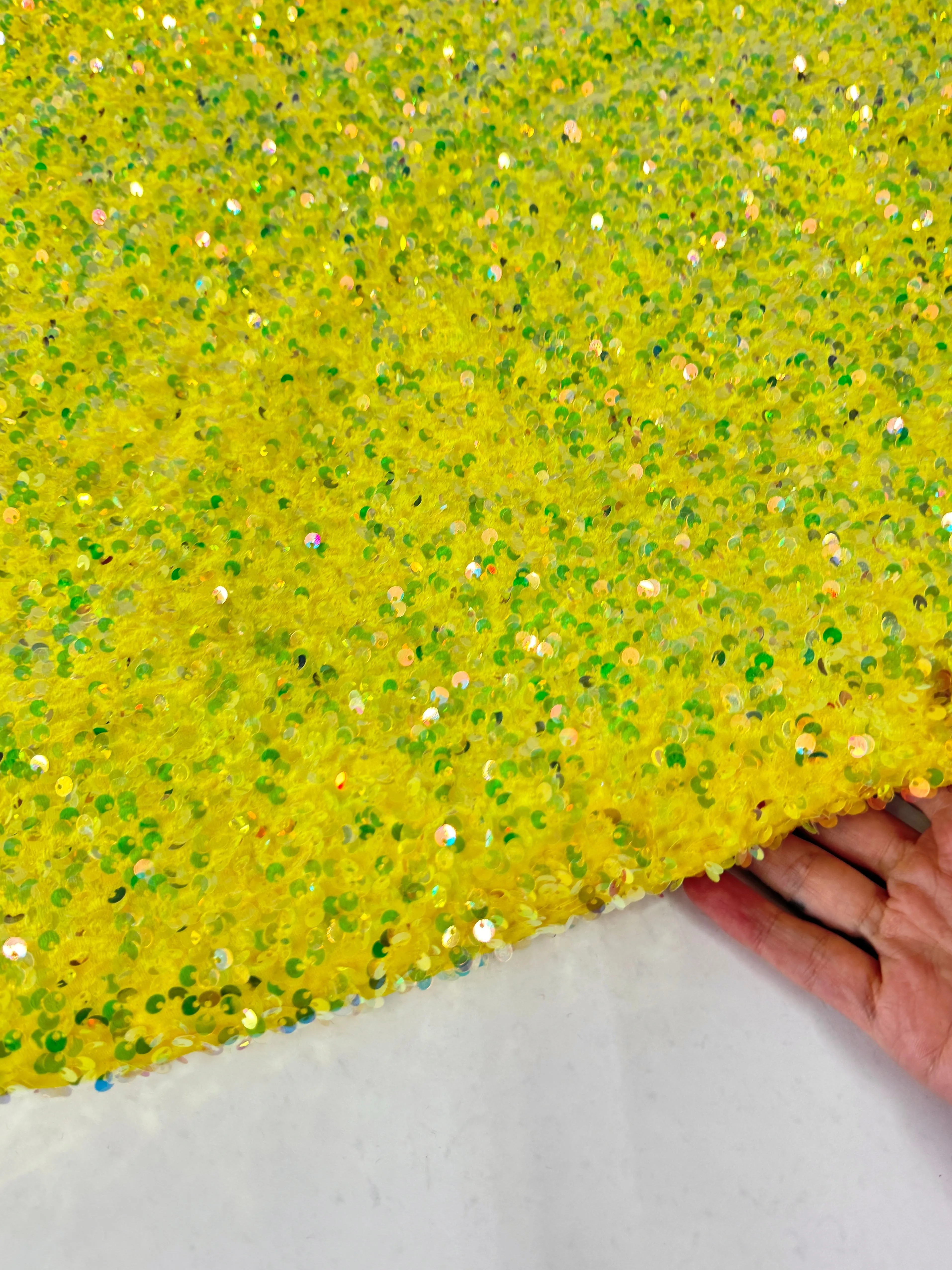 Yellow Iridescent Sequin on Velvet