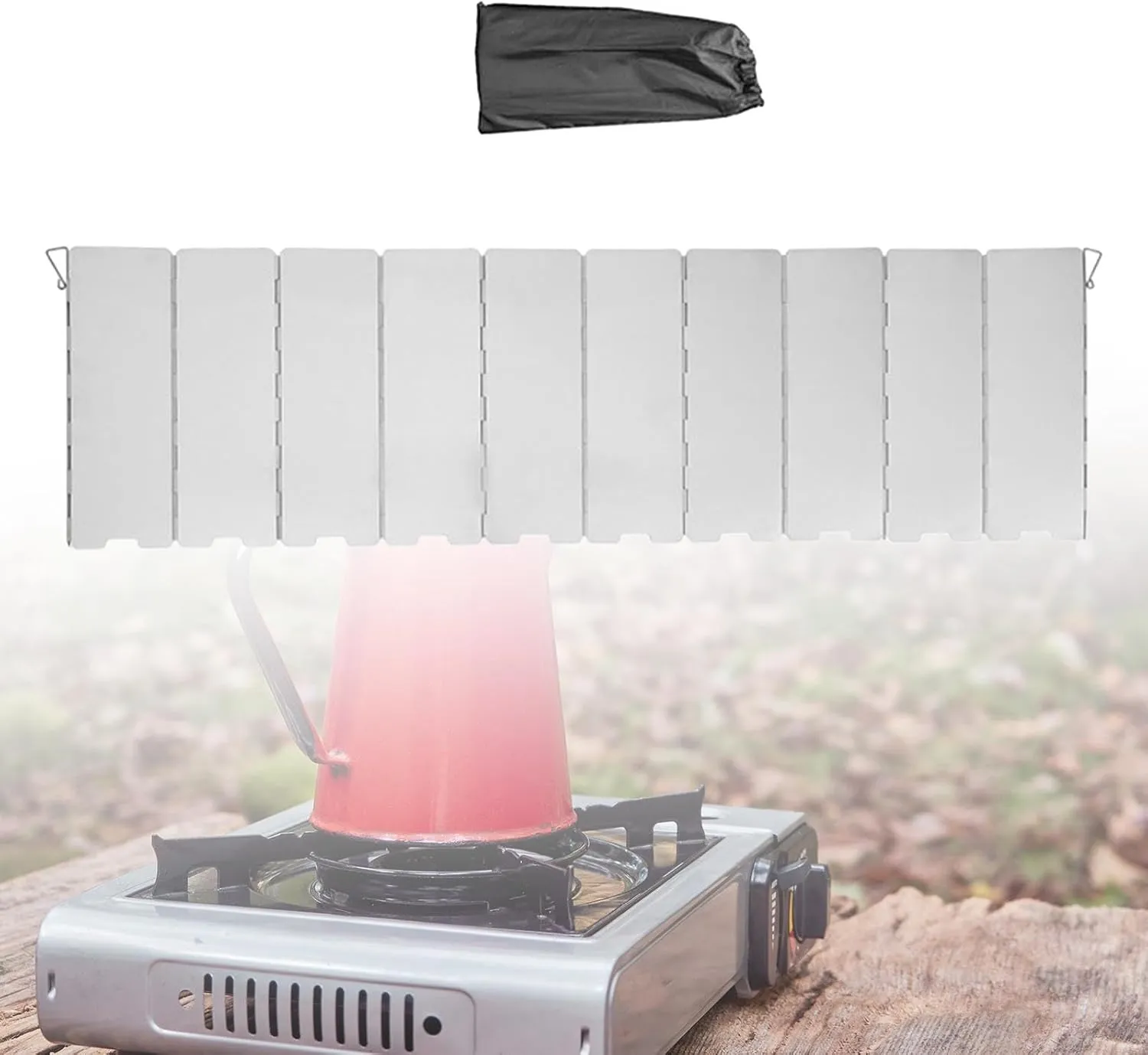 Yiju Gas Stove Windshield with Storage Pouch for Outdoor Activities