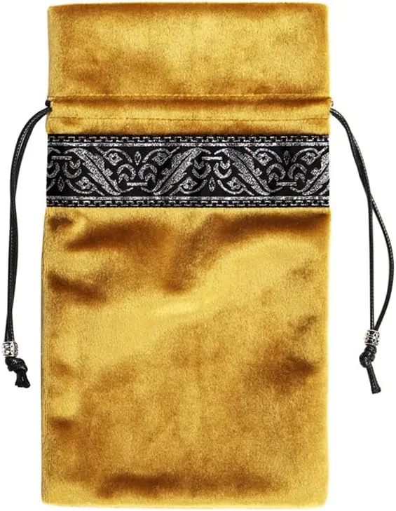 YM YOUMU Velvet Altar Cloth with Tarot Card Bag Gothic Embroidered Tarot Tablecloth Tapestry for Divination Wicca Astrology (Embroidered Gold)