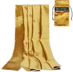 YM YOUMU Velvet Altar Cloth with Tarot Card Bag Gothic Embroidered Tarot Tablecloth Tapestry for Divination Wicca Astrology (Embroidered Gold)