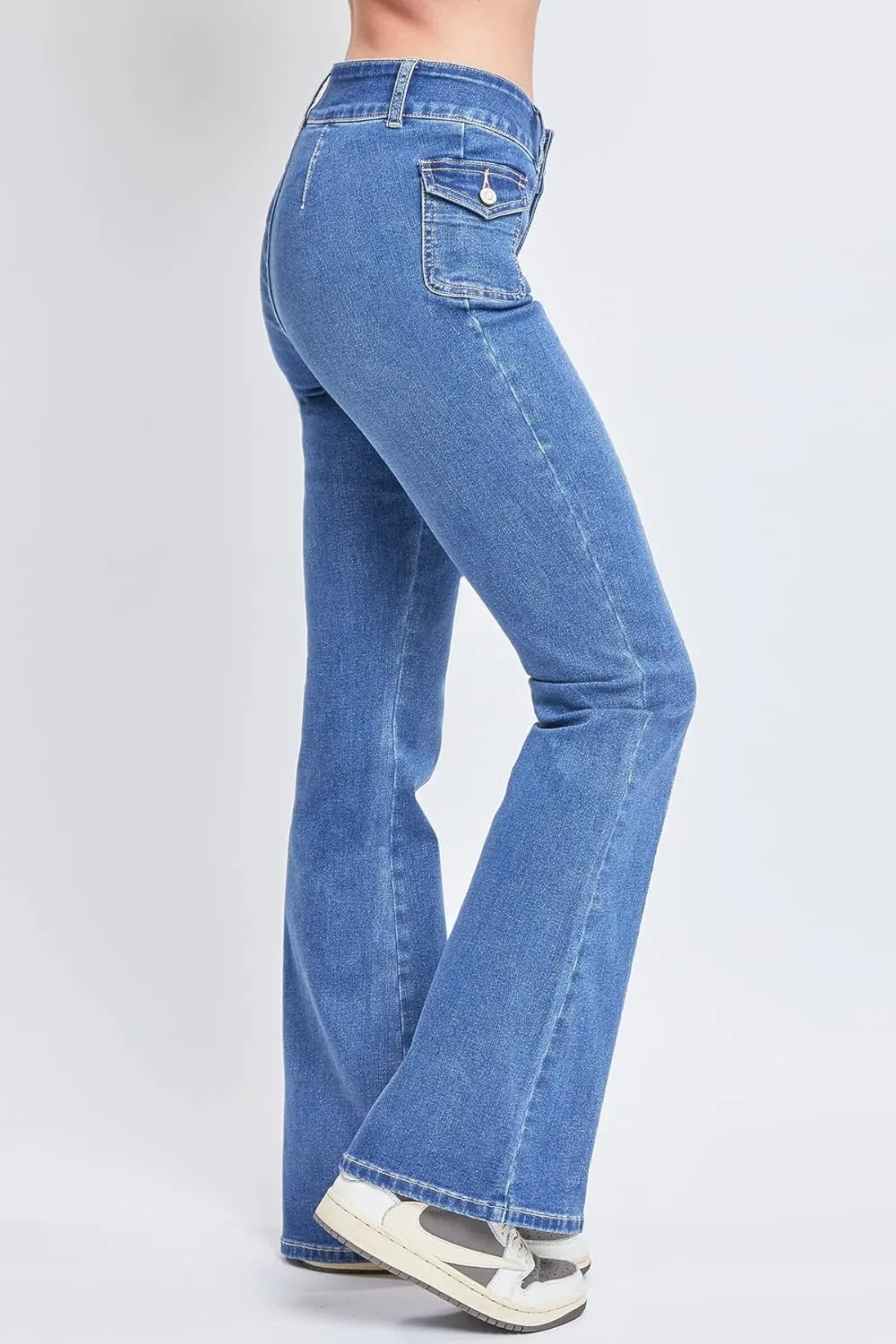 YMI Women's Junior Cargo Flare Jean with Side Pockets