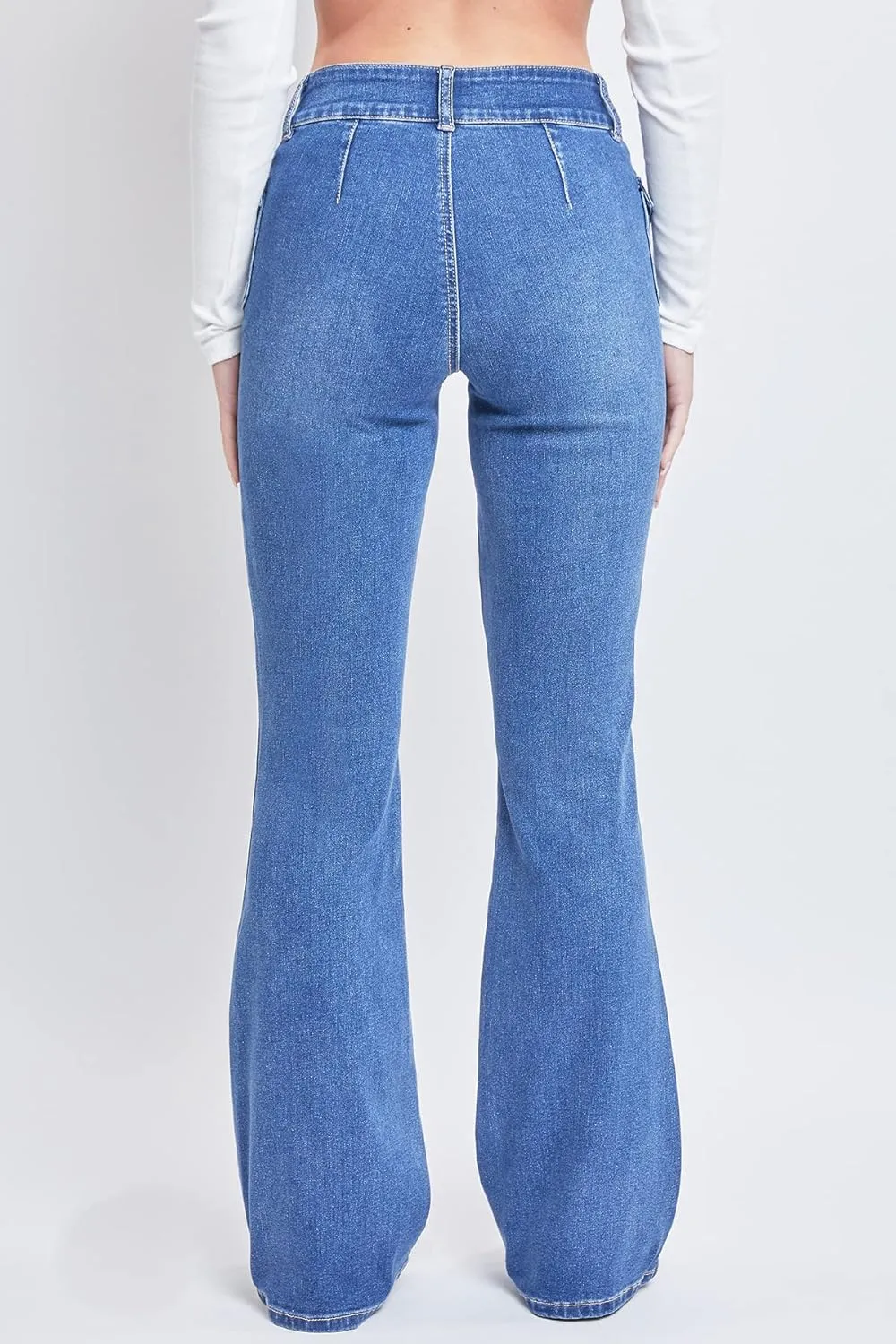 YMI Women's Junior Cargo Flare Jean with Side Pockets