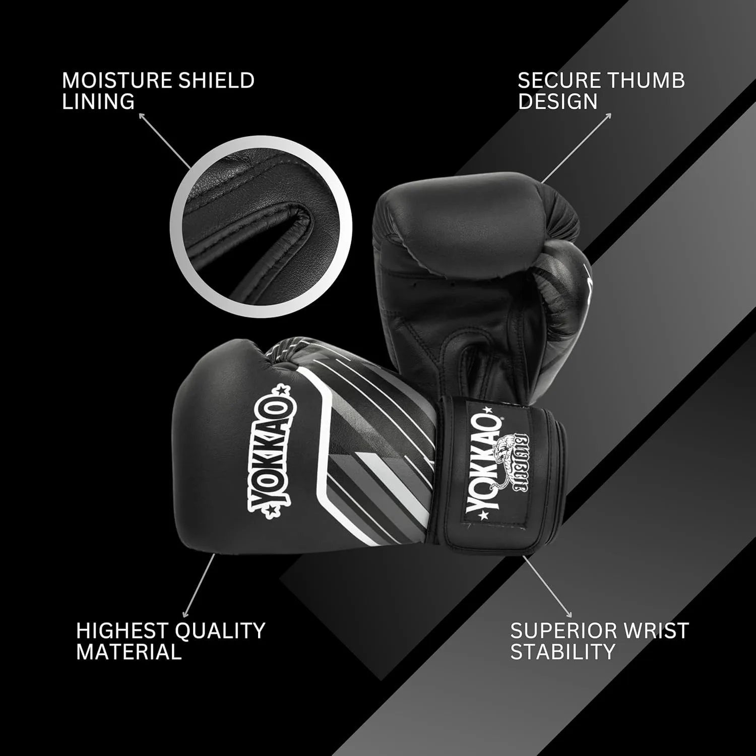 Yokkao Muay Thai Boxing Gloves – Essential Gloves for Beginners Men & Women Microfiber Leather Multi-Layered Foam Padding & Secure Fit
