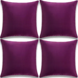 Yonous Throw Pillow Covers, Velvet Soft Decorative Cushion Case for Sofa Bedroom Car, Set of 4, 16x16 Inch, Eggplant Purple