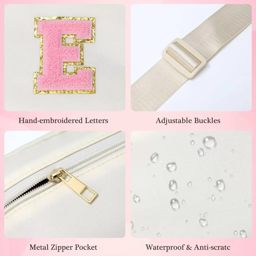 YOOLIFE 30th 40th 50th 60th 70th Birthday Gifts for Women Mom Daughter Friend, Personalized Gifts for Women, Initial Fanny Pack Belt Bag Crossbody Bags, Beige S