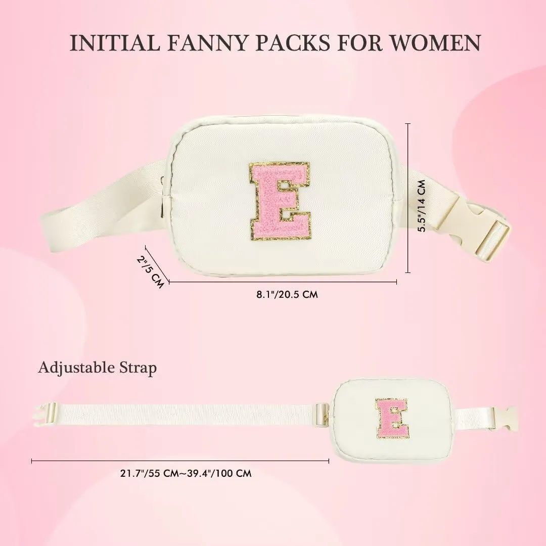 YOOLIFE 30th 40th 50th 60th 70th Birthday Gifts for Women Mom Daughter Friend, Personalized Gifts for Women, Initial Fanny Pack Belt Bag Crossbody Bags, Beige S