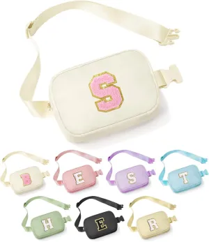 YOOLIFE 30th 40th 50th 60th 70th Birthday Gifts for Women Mom Daughter Friend, Personalized Gifts for Women, Initial Fanny Pack Belt Bag Crossbody Bags, Beige S