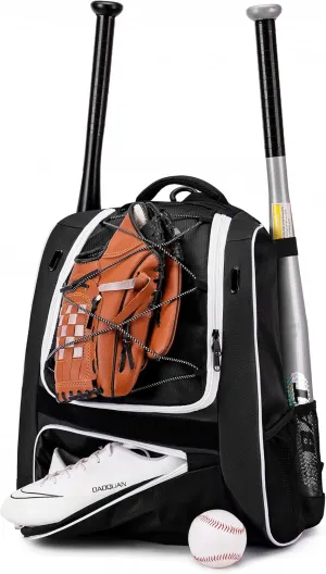 Youth Baseball Bag-Baseball Backpack for T-Ball&Softball Equipment with Fence Hook,Bat&Glove Holder,Large Main Compartment for Helmet,Accessories,Shoes Compartment