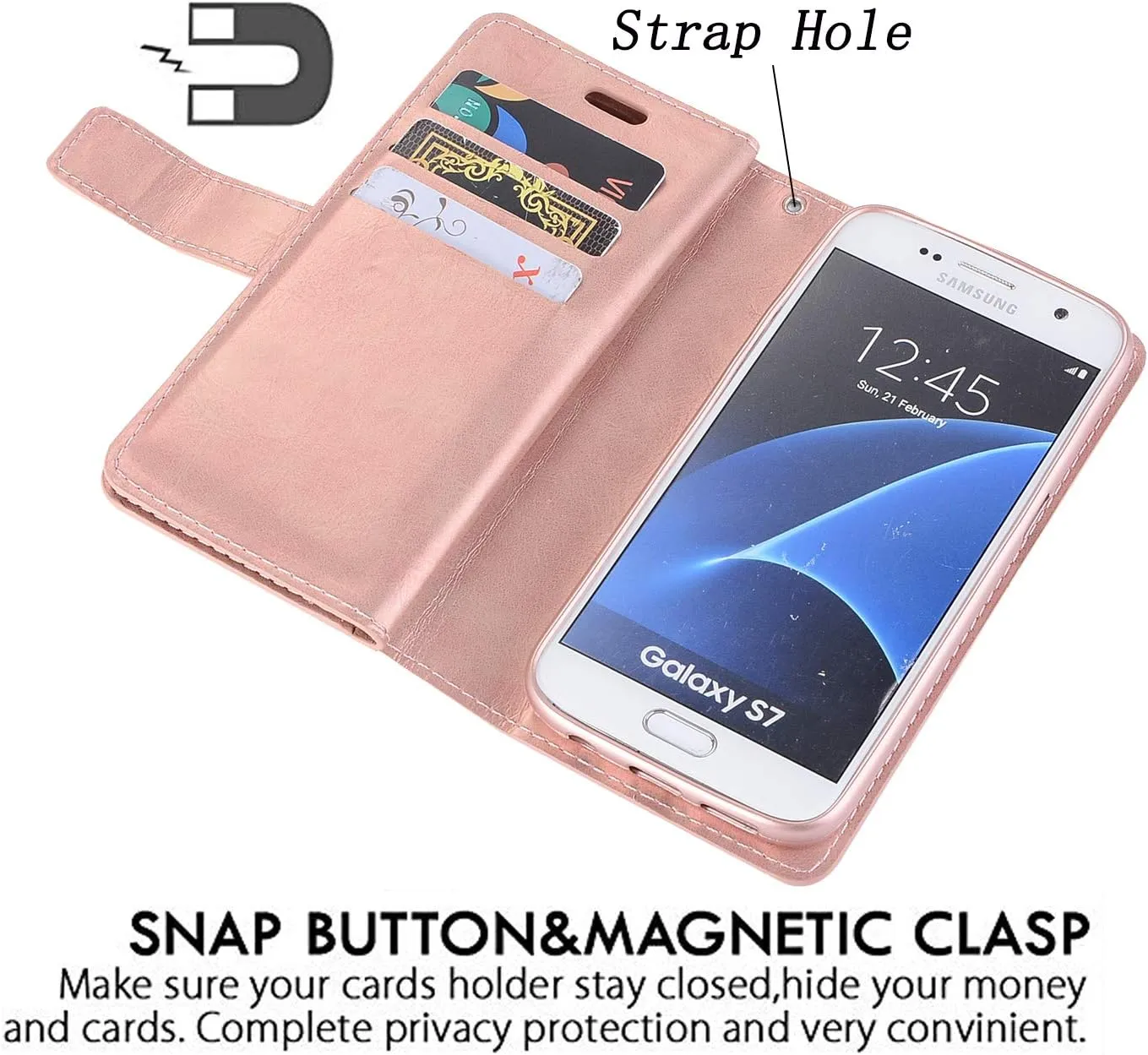 ZCDAYE Wallet Case for Galaxy S9 Plus,Premium Magnetic Multi-Functional Handbag Dual Folio PU Leather Stand Flip Case Cover with [Zipper Pocket][Card Slots] for Samsung Galaxy S9 Plus,Rose Gold