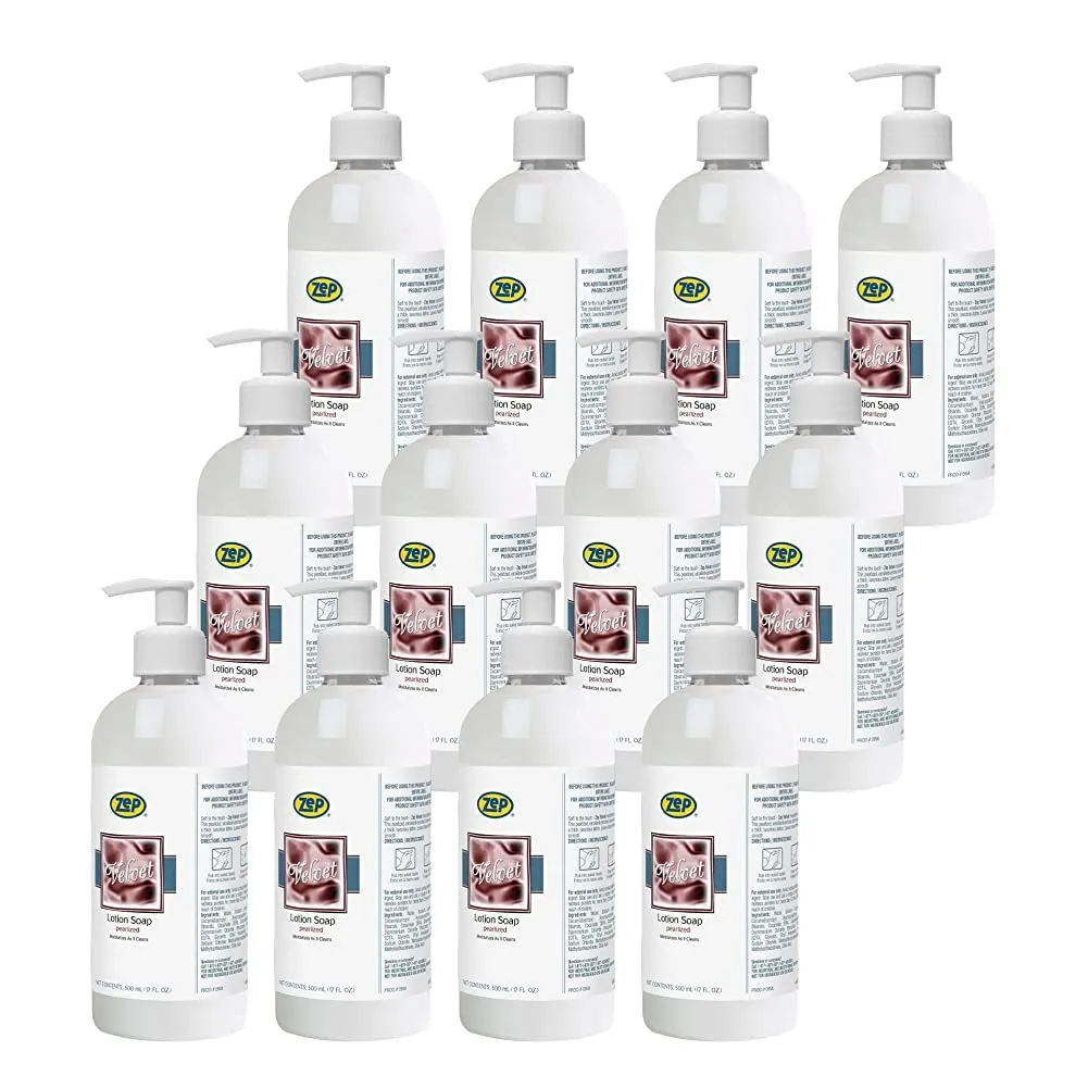 Zep Velvet Pearlized Lotion Soap - 17 oz (Case of 12) 95811 - Moisturizes as it Cleans, Pearlized, Emollient-Enriched, Leaves Hands Feeling Soft and Smooth