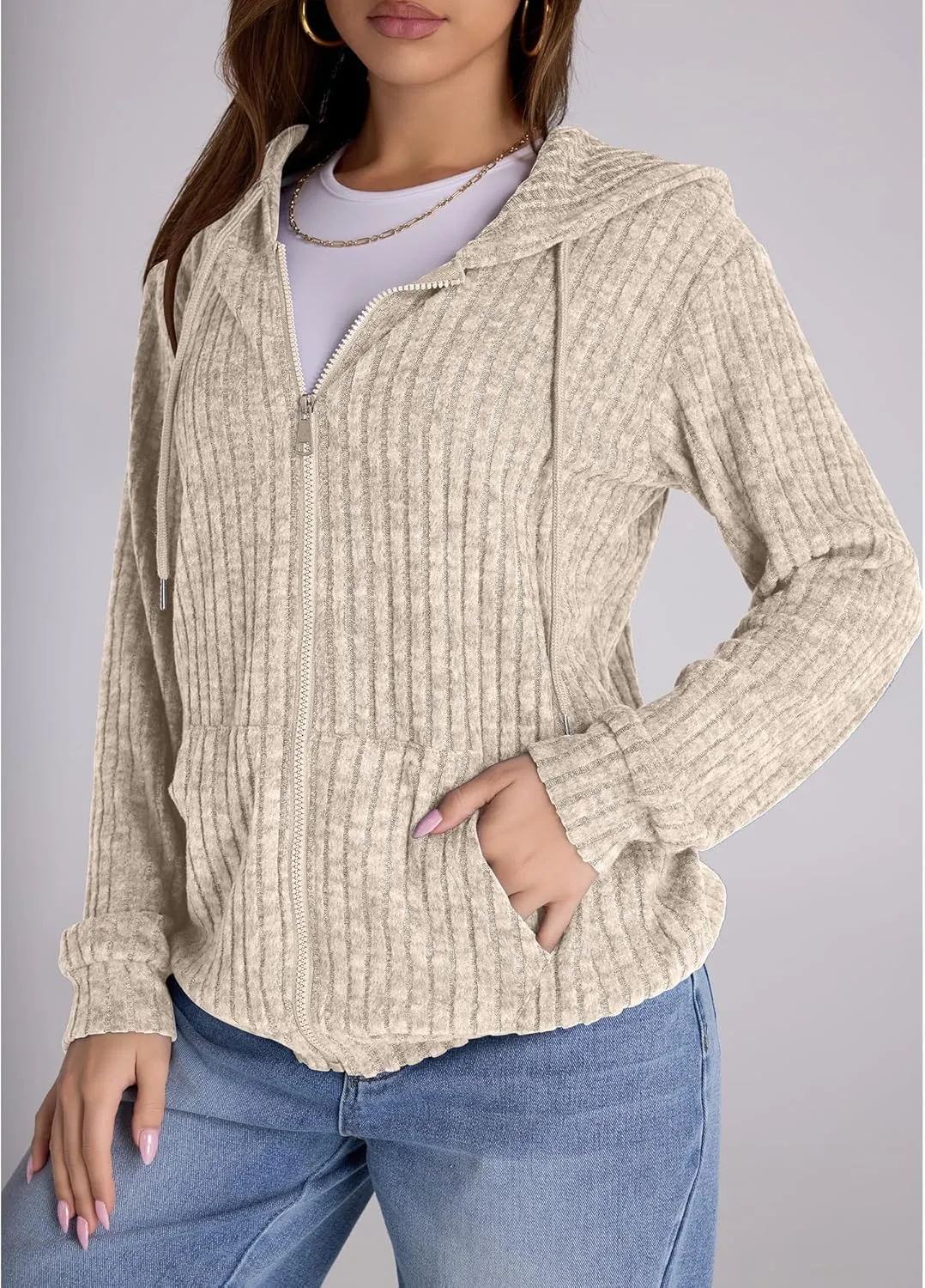 Zip Up Hoodie Women Oversized Sweatshirt Long Sleeve 2025 Fall Outfit Lightweight Jackets Workout Clothes