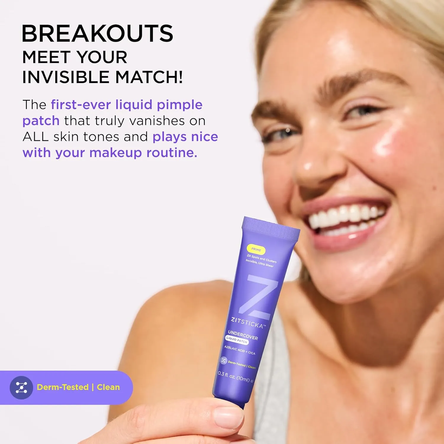 ZitSticka Liquid Pimple Patch - Invisible Pimple Patches for Face, FSA HSA Eligible Pimple Cream, Salicylic Acid Spot Cover For Face, Liquid Pimple Patch Large & Clear Fits to Makeup (0.3oz, 10ml)