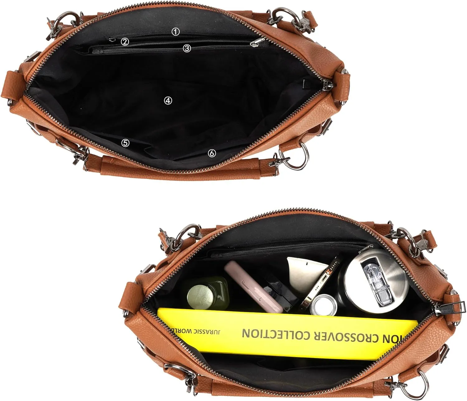 ZLM BAG US Punk Rivet Hobo Handbag for Women Large Crossbody Purse Leather Top Handle Bag