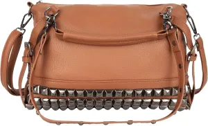 ZLM BAG US Punk Rivet Hobo Handbag for Women Large Crossbody Purse Leather Top Handle Bag